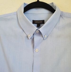 MEN'S DKNY BLUE COTTON SHORT SLEEVE SHIRT SIZE L